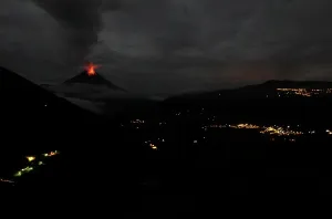 Ecuador Prints: The Tungurahua volcano spews ash and rocks during an eruption in Banos