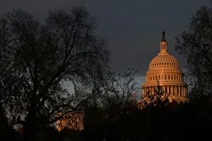 Dailylife Prints: The U. S. Capitol building is pictured at sunset on Capitol Hill in Washington