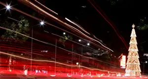 View of an artificial Christmas tree at Mexico Citys elegant Reforma Avenue in Mexico