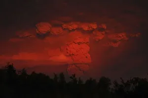 Volcano Prints: A view of the ash plume above the Puyehue-Cordon Caulle volcano chain