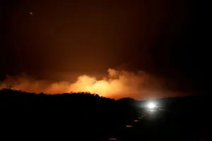 Prints of View of the devastation caused by a forest fire in an area of Chapada dos Veadeiros National Park, in Alto Paraiso, Goias, Brazil, October 23, 2017. Picture taken October 23, 2017 Brazil Prints: View of the devastation caused by a forest fire in an area of Chapada dos Veadeiros