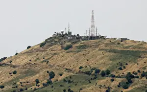 A view shows antennas on the Israeli-occupied Golan Heights as seen from Quneitra