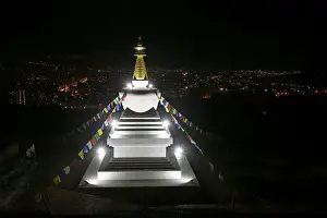 Earth Prints: A view shows the Stupa of Enlightenment at the Buddhist Centre before the lights were