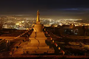 Earth Prints: A view shows the Stupa of Enlightenment at the Buddhist Centre after the lights were