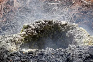 Images Dated 15th May 2018: Volcanic gases rise from a fissure in the Leilani Estates subdivision
