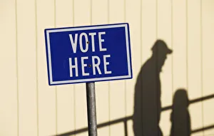 A voter arrives at a polling location in Portland