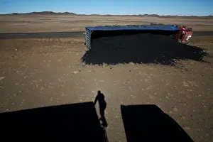 Images Dated 2017 November: The Wider Image: Border jam puts Mongolias coal lifeline under threat