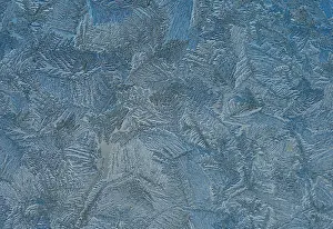 Abstract Prints: A window with frost pattern is pictured on top of highest German mountain, the Zugspitze