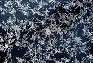Weather Prints: A window with frost pattern is pictured on top of highest German mountain, the Zugspitze