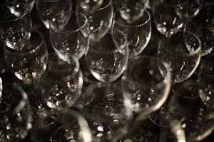Wine glasses for guests are displayed at the Cushnie et Ochs Fall 2009 collection