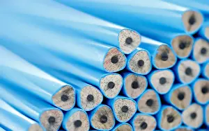 : Wood-cased pencils are pictured during their production at Faber-Castell manufacturer in