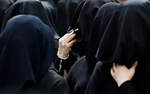 Religion Prints: Worshippers take part in the procession of the Madonna della Vergine Desolata during