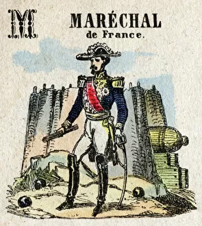 Abecedary. Letter M as Marechal of France. Small encyclopedic alphabet, popular series